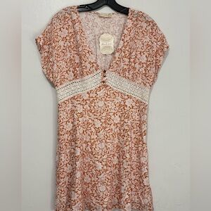 Altar'd State Orange and White Floral Mini Dress